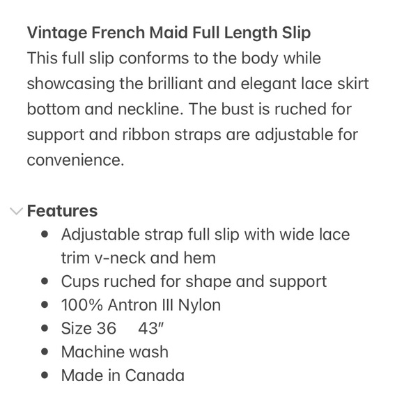 NWT Vintage French Maid Full Length Slip in Ivory & Pale Pink | Size 36 - Picture 11 of 12